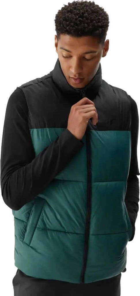 Bezrękawnik męski z kapturem 4F ciemno zielona kamizelka sportowa r S