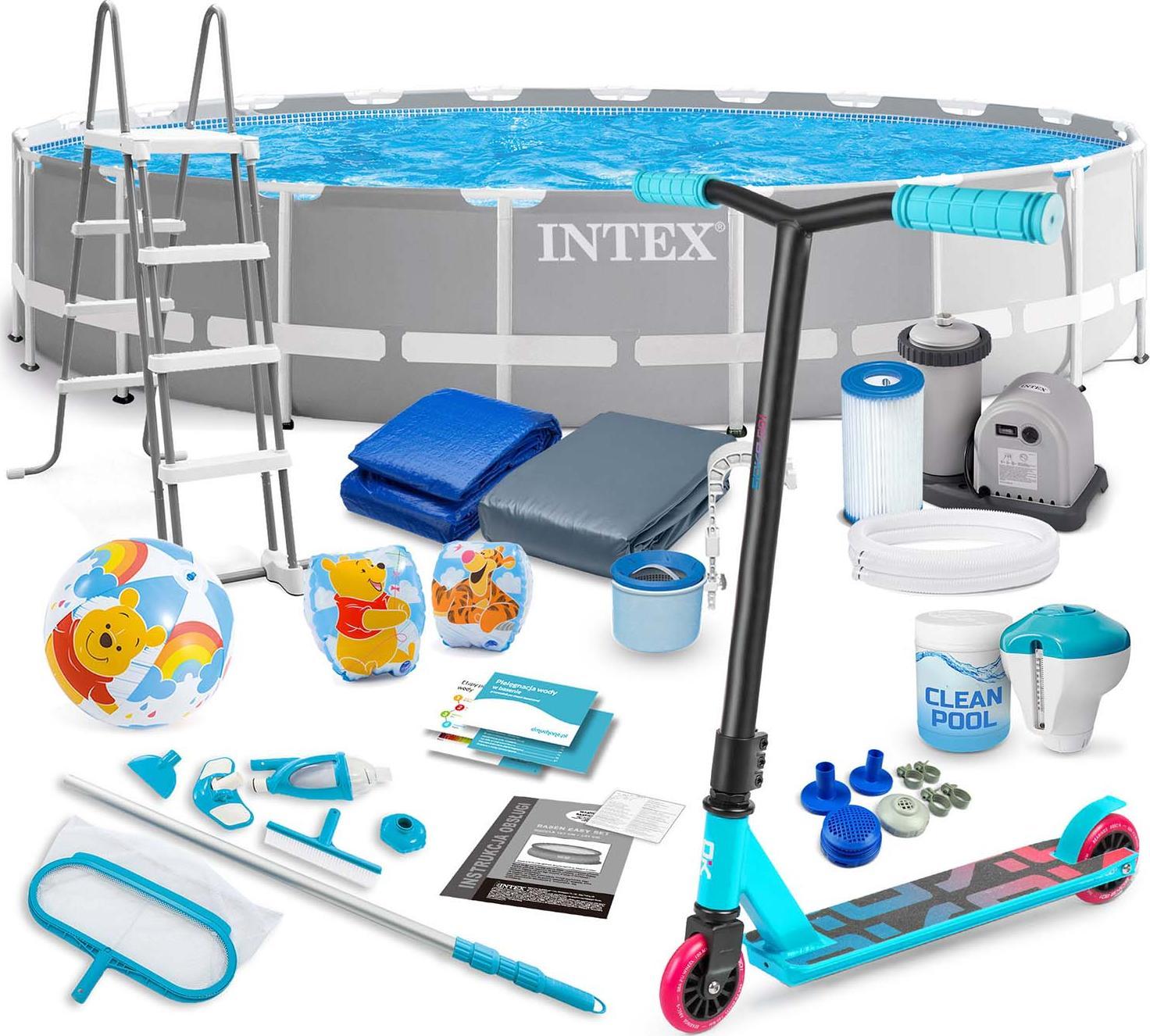 Intex Basen ogrodowy stelażowy 610 x 132 cm 21w1 INTEX 26756 + hulajnoga GRATIS