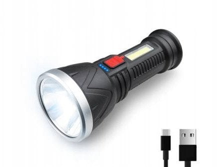 Latarka ręczna LTC 1-LED XPE+COB 3W 500lm, akumulator 2400mAh, IP65,USB-C