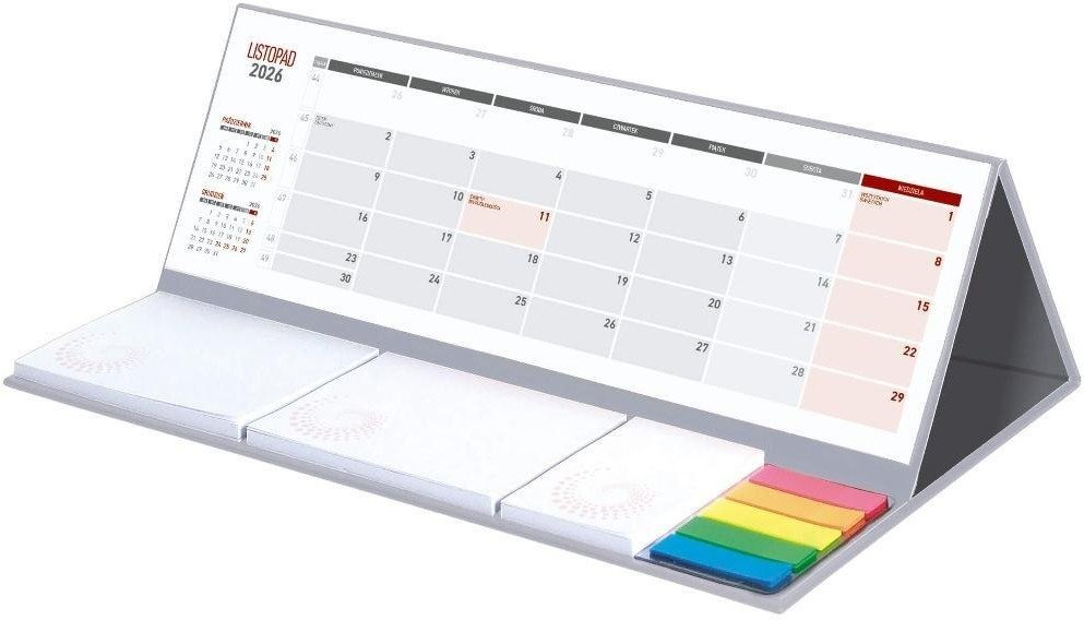 Kalendarz 2026 z notesem szary