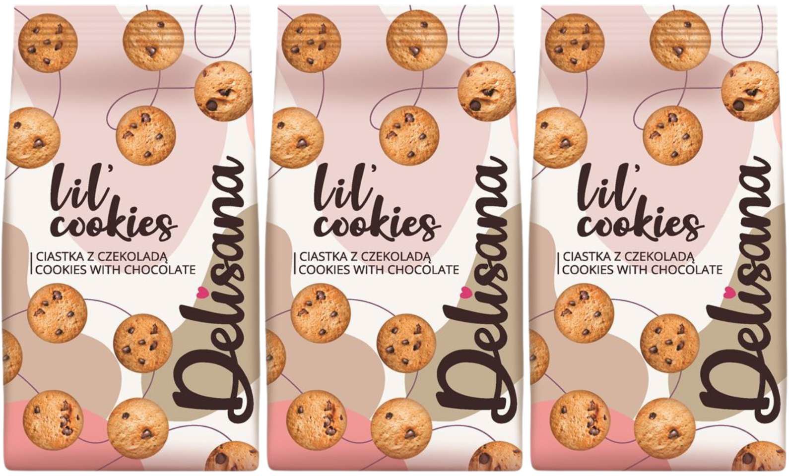 Delisana Ciastka kruchy z czekoladą Mini 100g x 3 sztuk