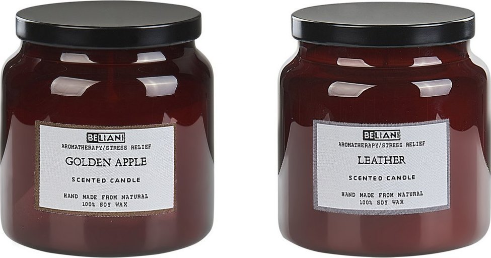 Beliani 2 świece zapachowe sojowe złote jabłko/ skóra ABSOLUTE ALCHEMY