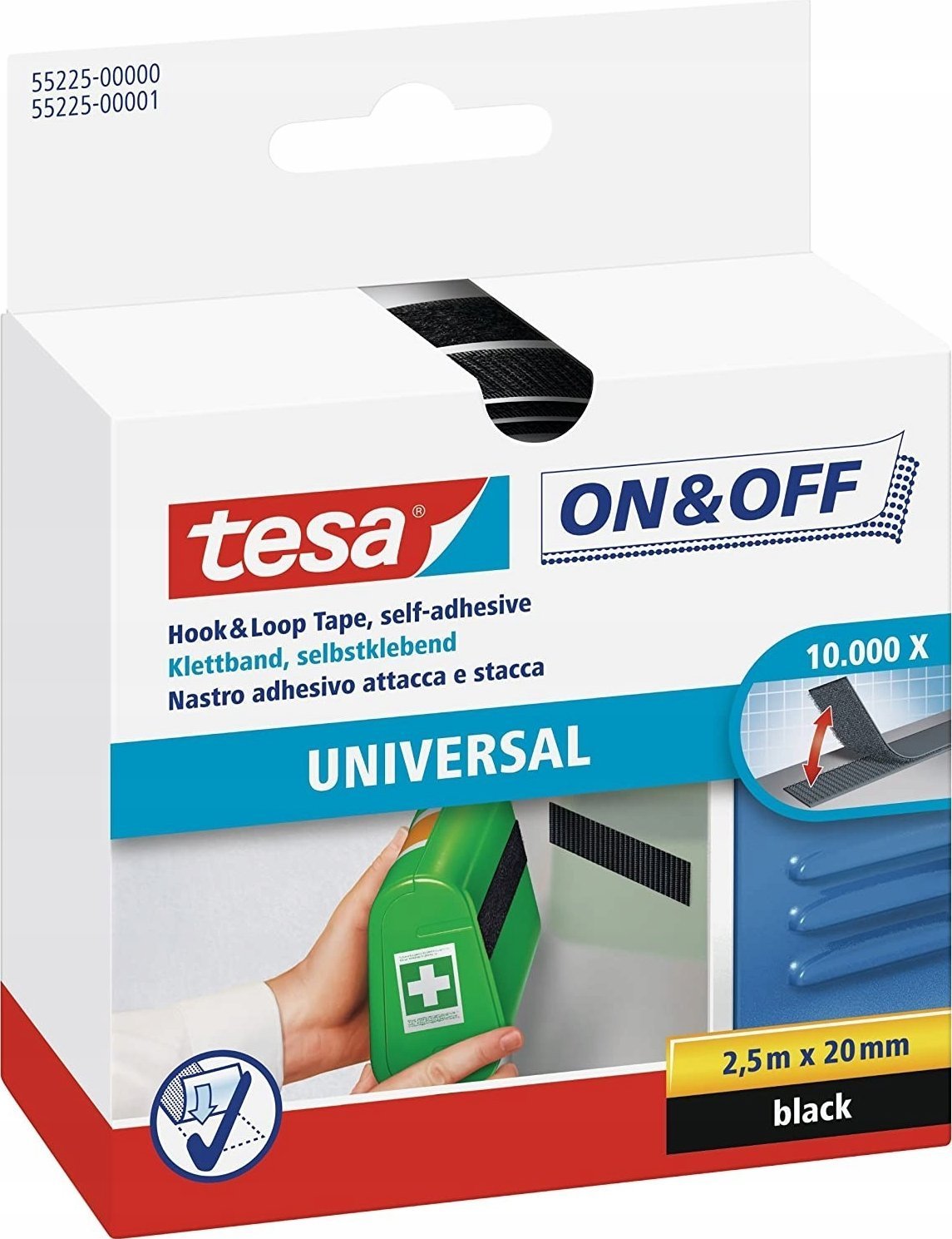 Tesa tesa ON&OFF Universal Klettband schwarz 2,5m 20mm