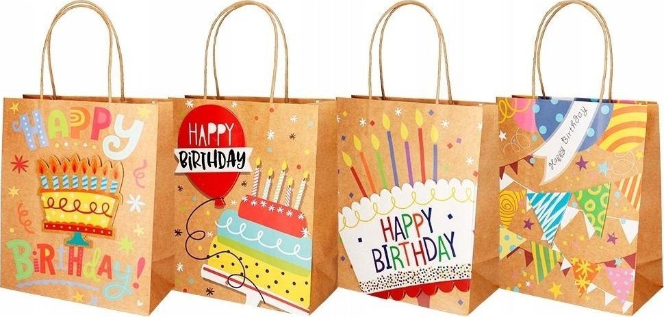 Torba prezentowa kraft 26x32cm z brokatem mix