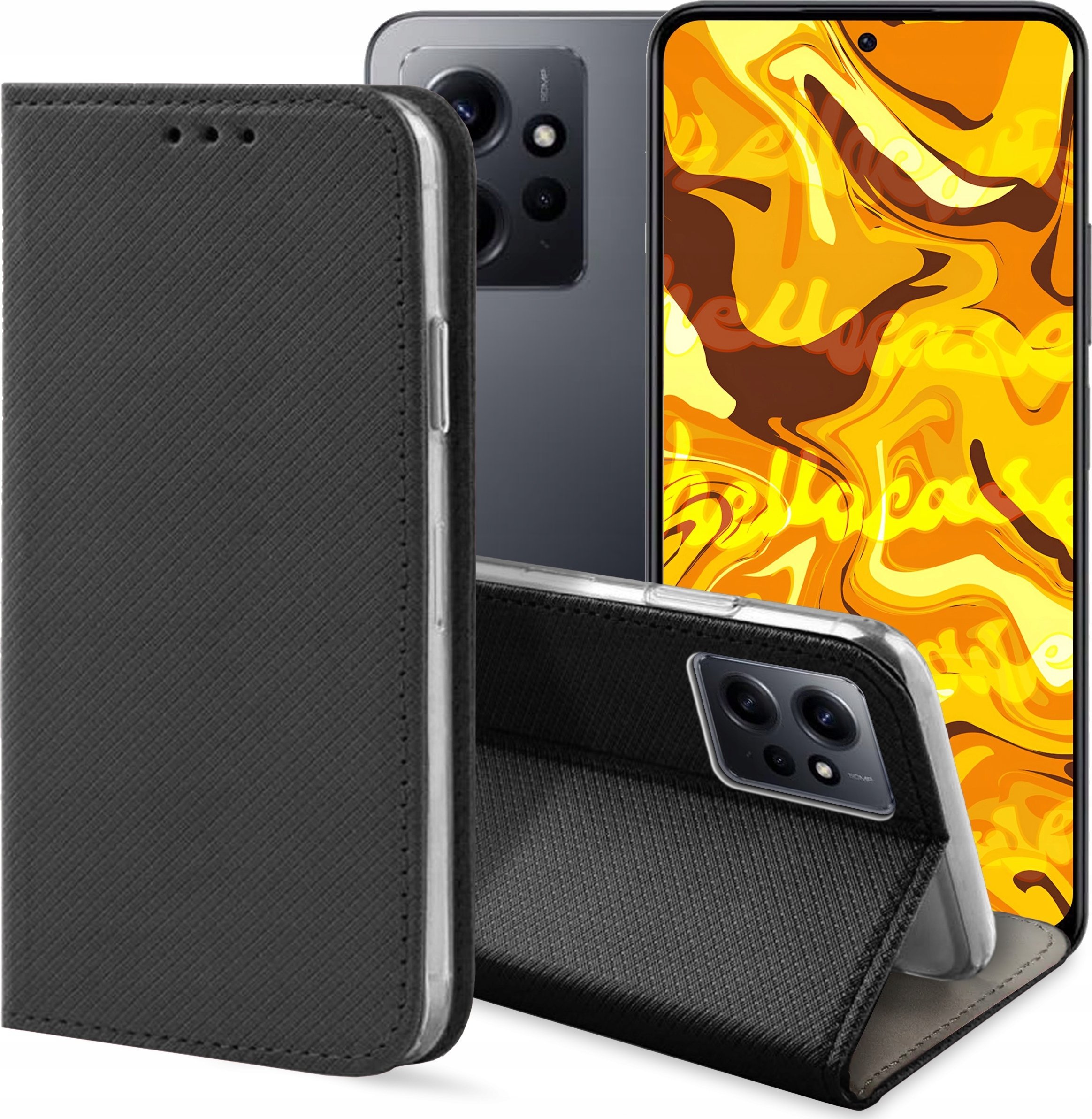Hello Case ETUI Z KLAPKĄ DO XIAOMI REDMI NOTE 12S 4G CZARNE ZAMYKANE MAGNETYCZNE FLIP