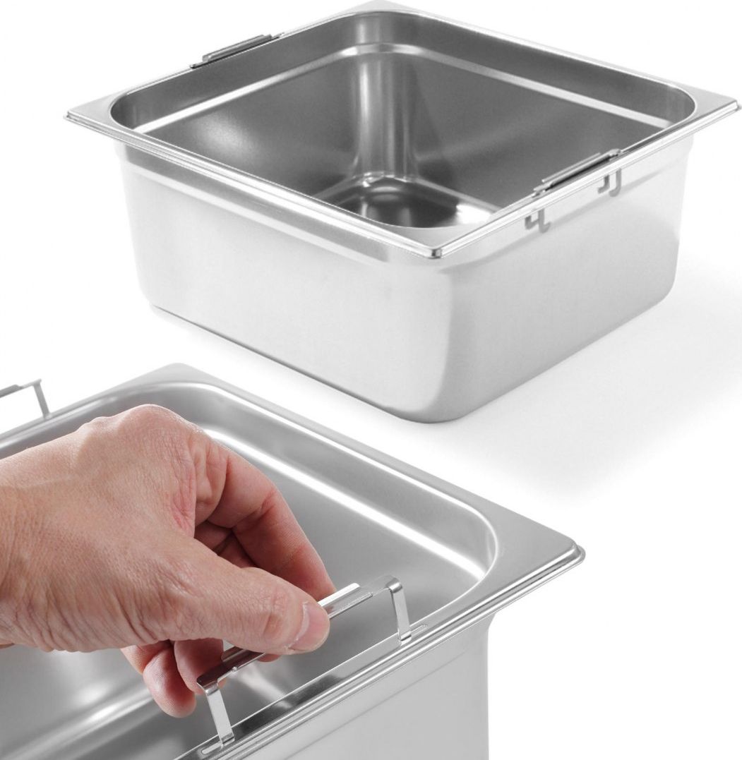 Hendi Pojemnik GN z chowanymi uchwytami stal nierdzewna GN2/3 354x325mm wys. 200mm - Hendi 803301