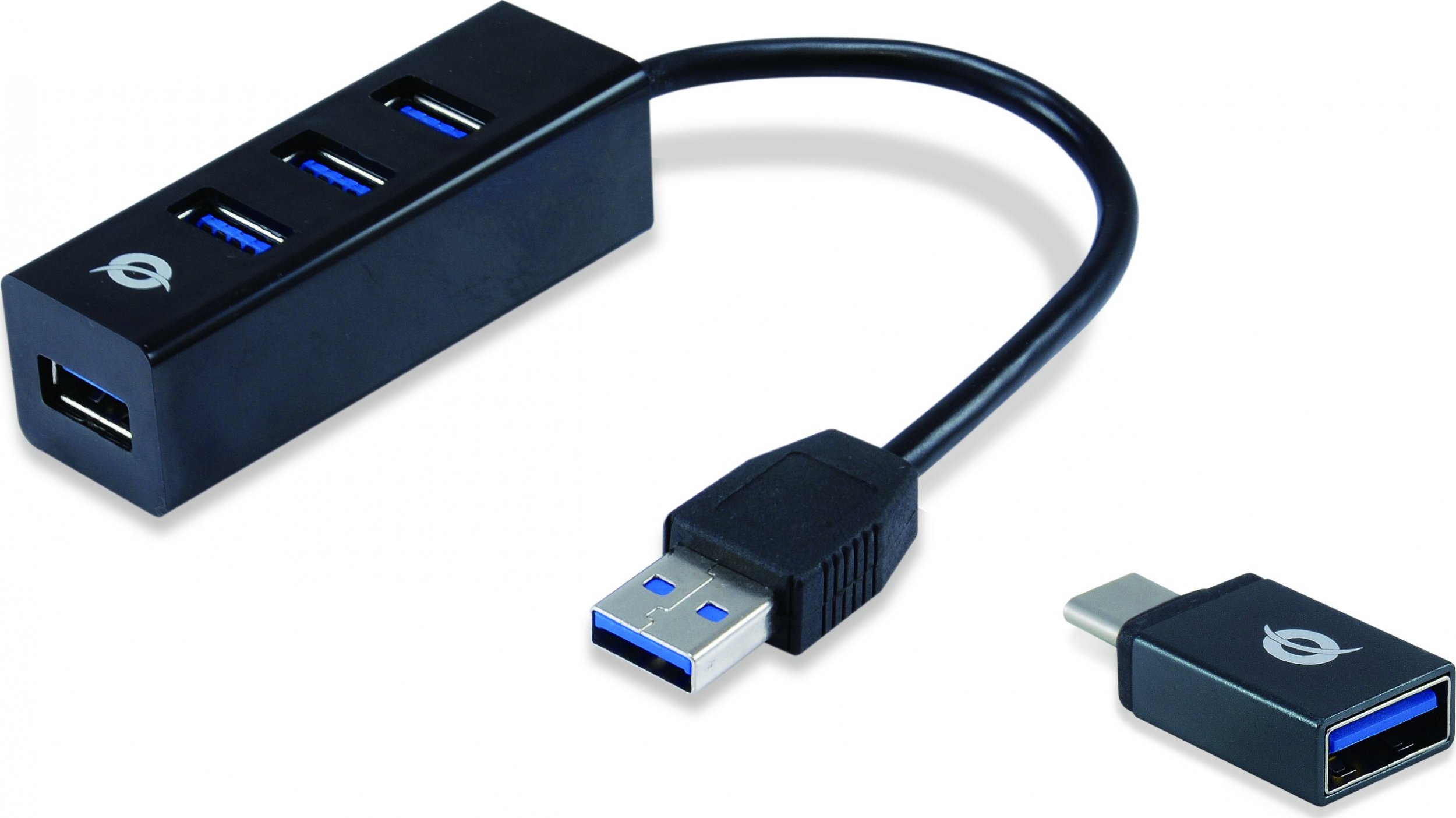 HUB USB Conceptronic CONCEPTRONIC USB-Hub 4-Port 3.0 ->4x3.0 +TypC A o.Netzt. sw