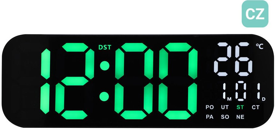 Zegarek JVD Zegar sieciowy LED stoper timer z pilotem DH9016.1 cyfry 13 cm, wersja czeska