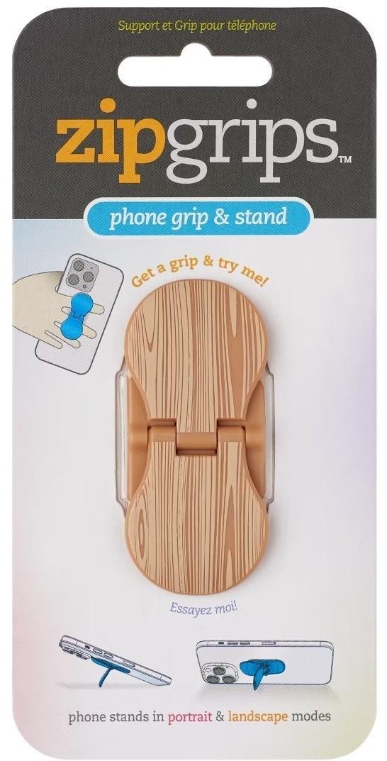 ZipGrip uchwyt na palce do telefonu Drewno
