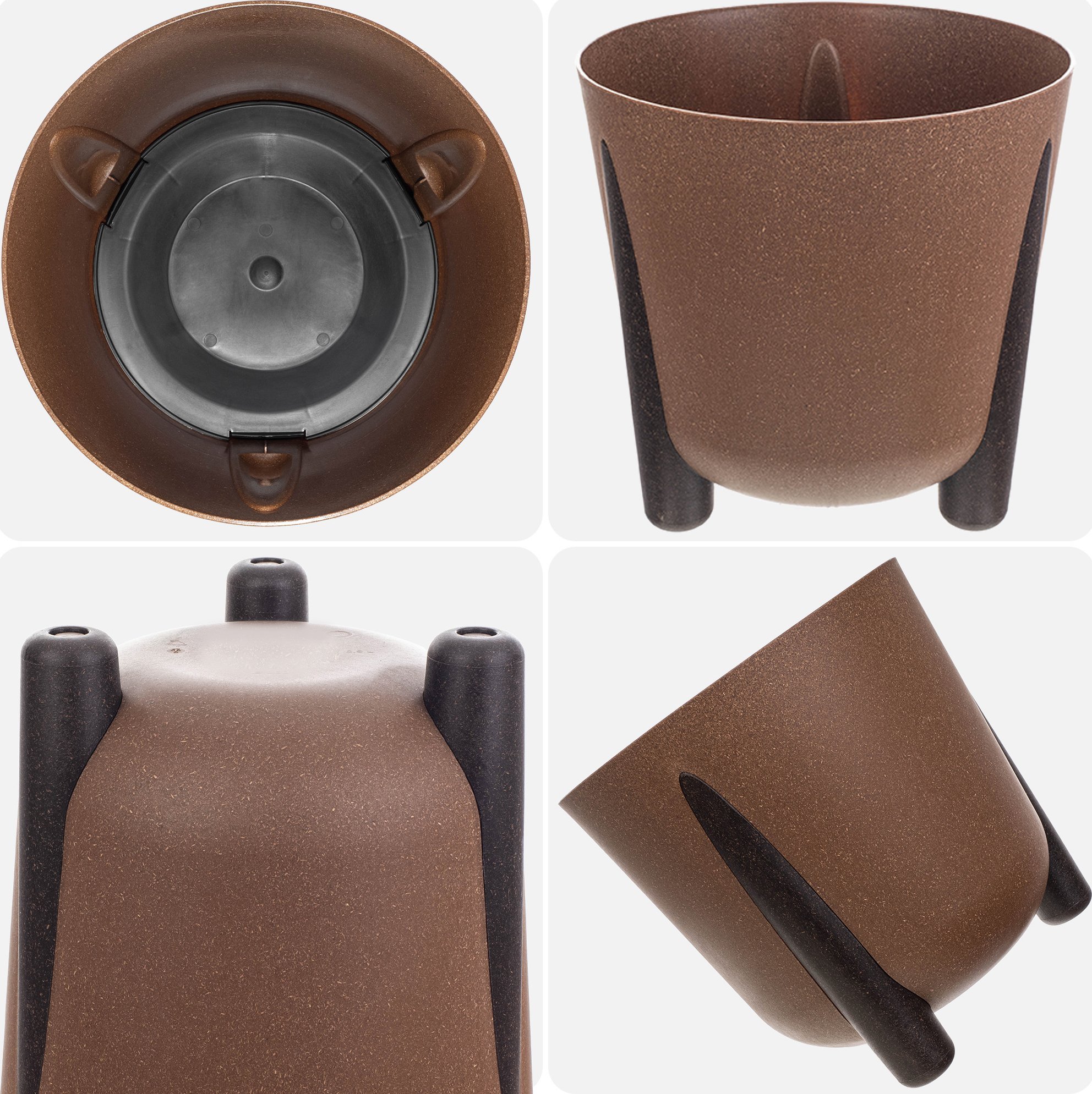 Kadax KADAX Doniczka Donica Na Kwiaty Eco Osłonka Nóżki + Wkład 18cm Brązowa