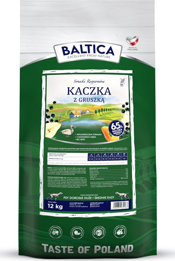 Baltica BALTICA Smaki Regionów Kaczka Z Gruszką Karma sucha dla psów średnich i dużych ras 12kg