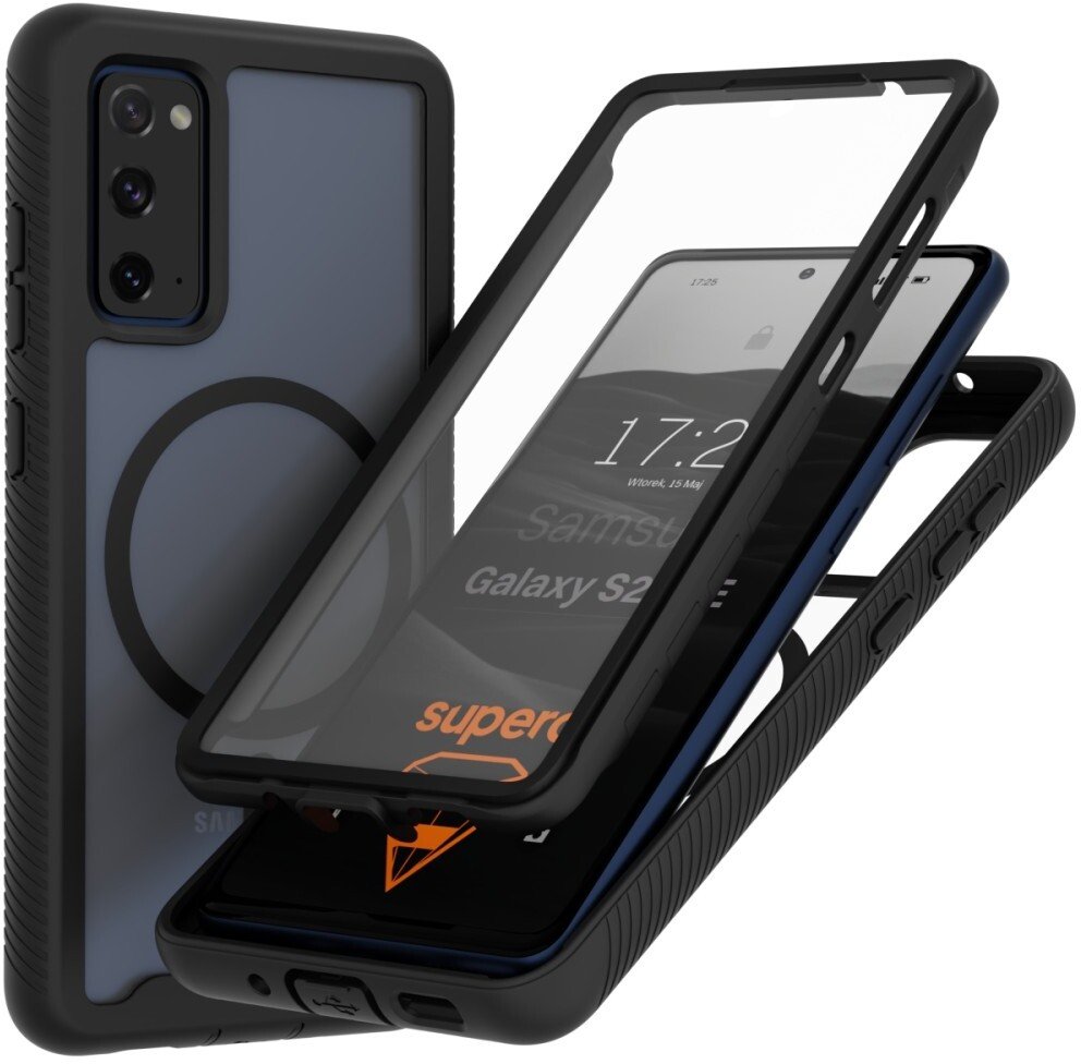 SUPERO Etui pancerne 360 MagSafe do Samsung Galaxy S20 FE, przezroczysto-czarne