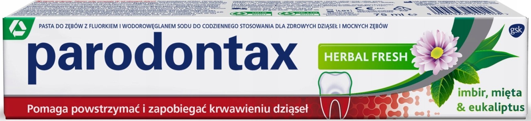 Parodontax Pasta do zębów Parodontax Herbal Fresch 75ml Na krwawiące dziąsła Odświeża