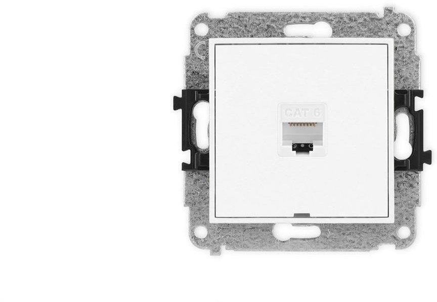 MINI Mechanizm gniazda komputerowego pojedynczego 1xRJ45, kat. 6, 8-stykowy, bez pola opisowego biały mat 25MGKBO-3