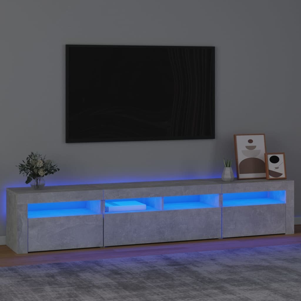 vidaXL Szafka pod TV z oświetleniem LED, szarość betonu, 210x35x40 cm