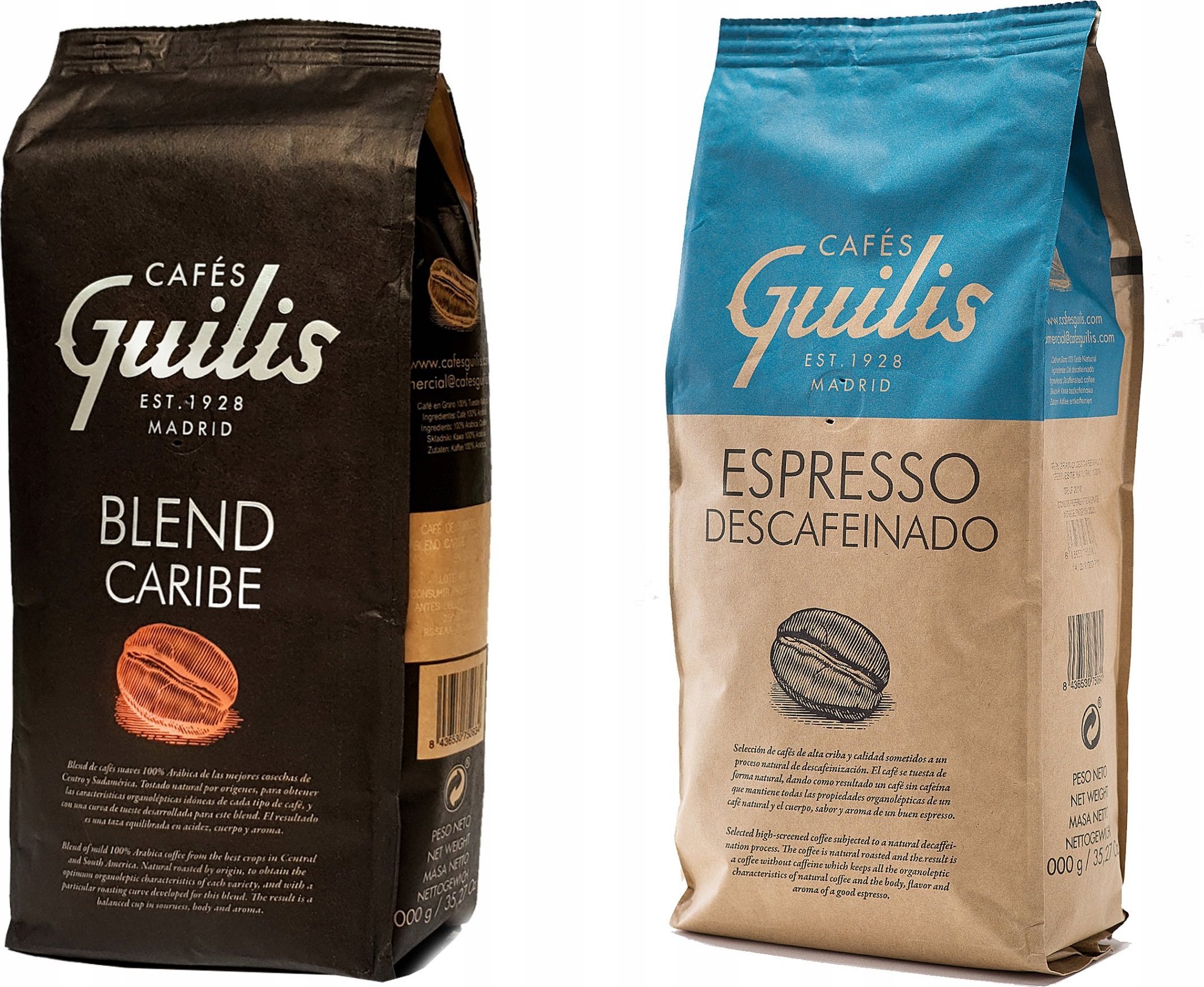 Kawa ziarnista Cafes Guilis Blend Caribe / Espresso Descafeinado 2 kg