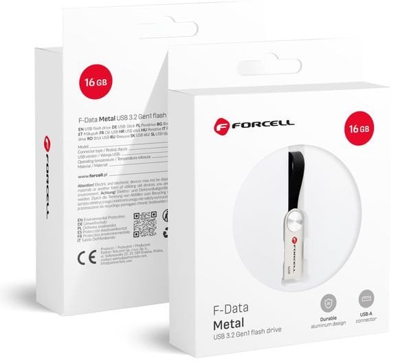 Pendrive 16GB USB 3.2 Gen 1 (USB A) Forcell F-Data Metal srebrny
