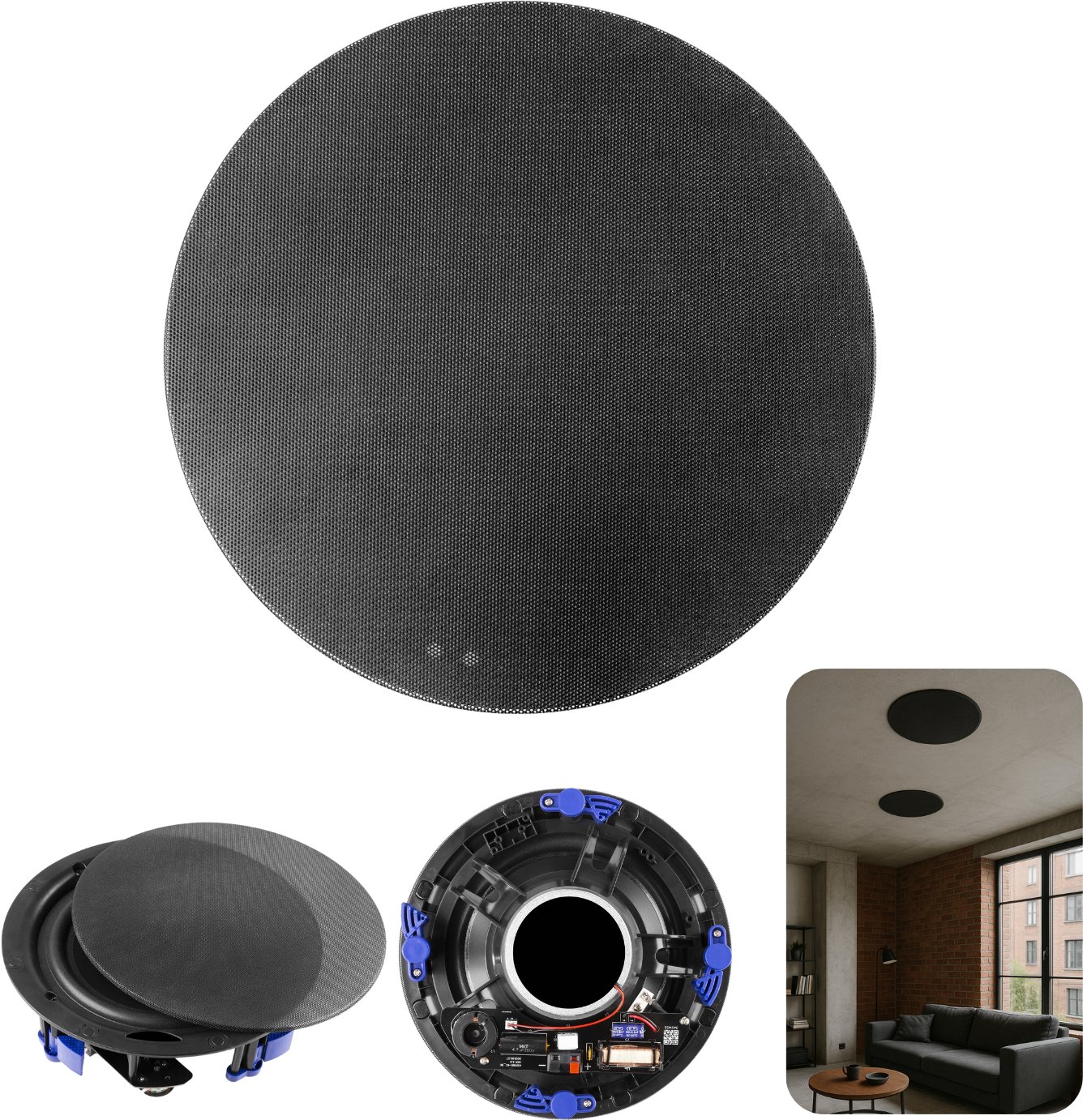 Niskoprofilowy głośnik sufitowy NCSS5B 2-drożny 5,25" czarny one size