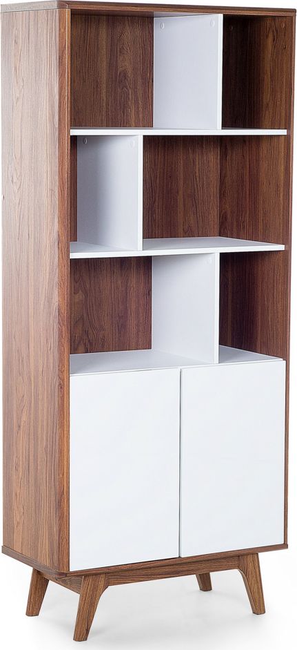 Beliani Regał ciemne drewno z białym COLUMBUS