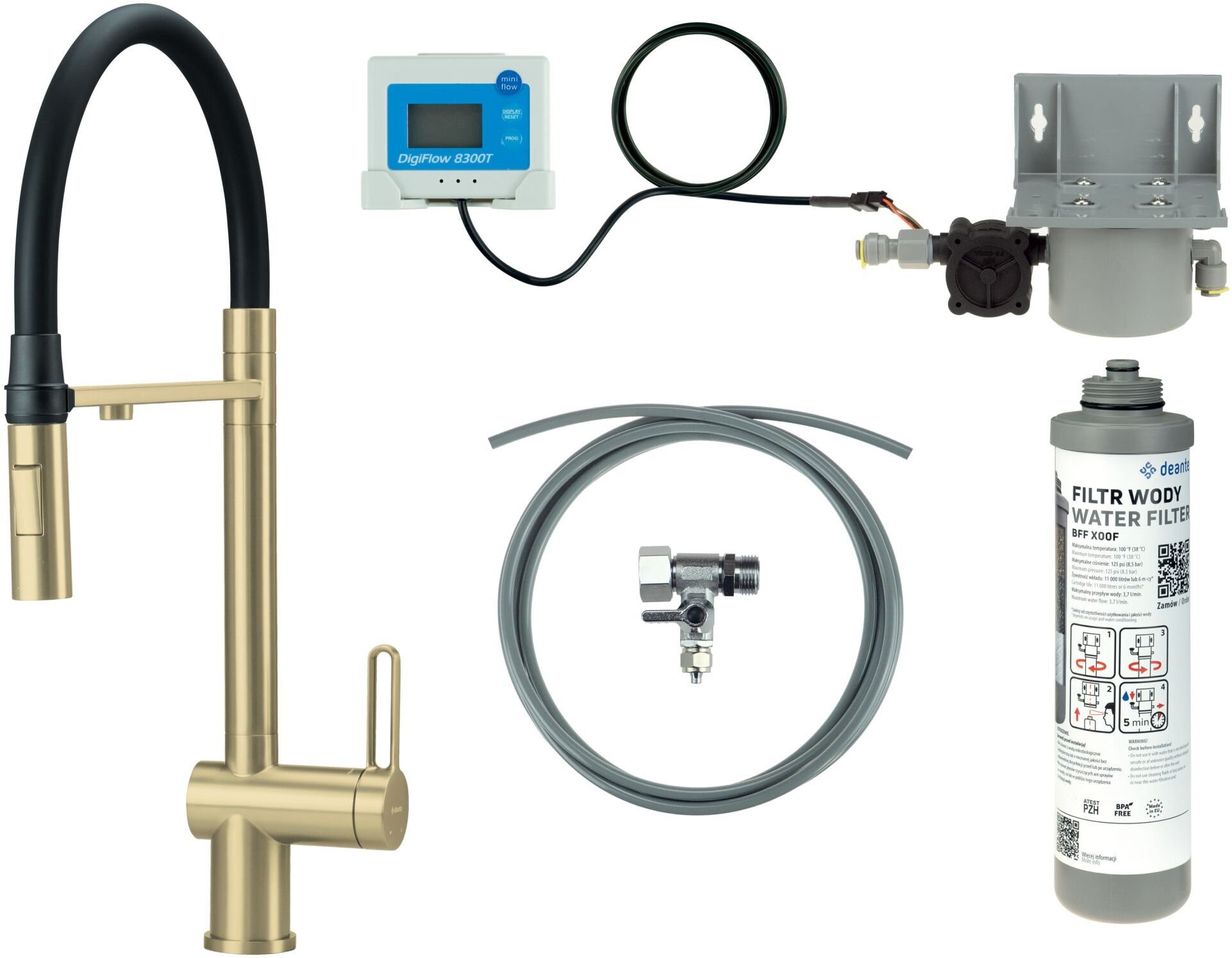 Bateria kuchenna Deante Bateria kuchenna z zestawem do filtracji wody z elastyczną wylewką