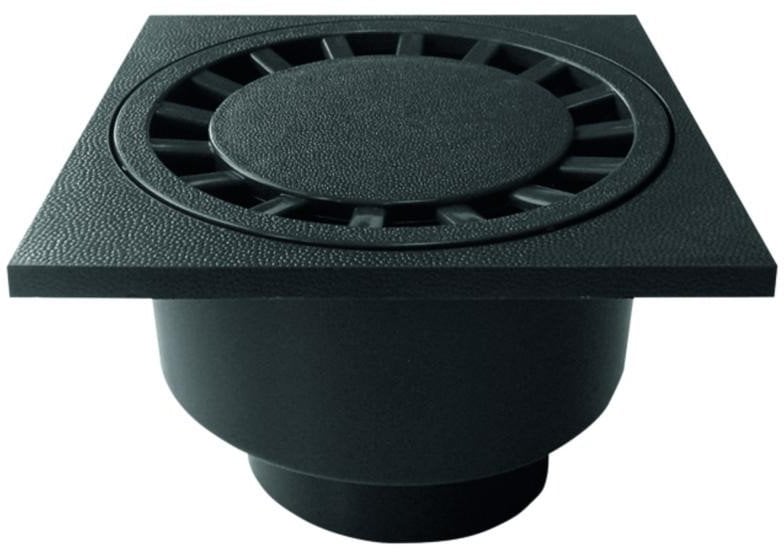 Trapas ACO, 20x20cm, is ABS plastiko, juodas, su vert. 110mm istekejimu, 1,4 l/s, A15, 310094