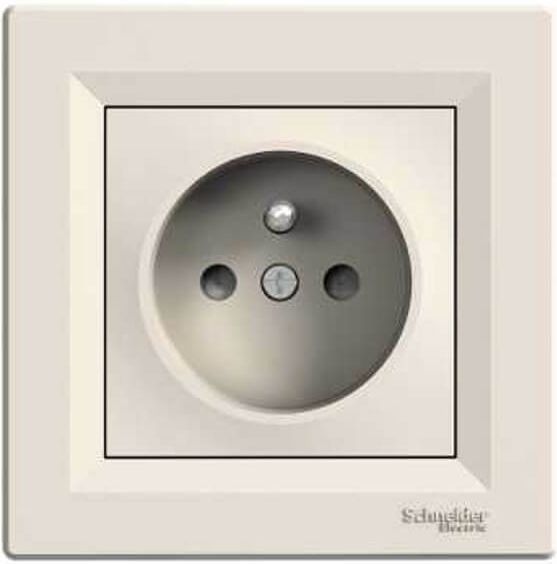 Schneider Electric Gniazdo pojedyncze z uziemieniem z przesłoną kremową (EPH2800223)