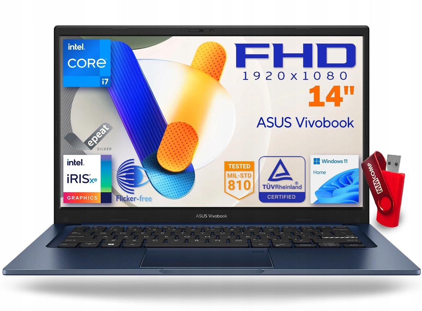 Laptop ASUS Vivobook X1404VA Intel i7 16GB 4TB SSD 14" FHD IPS PRAKTYCZNY