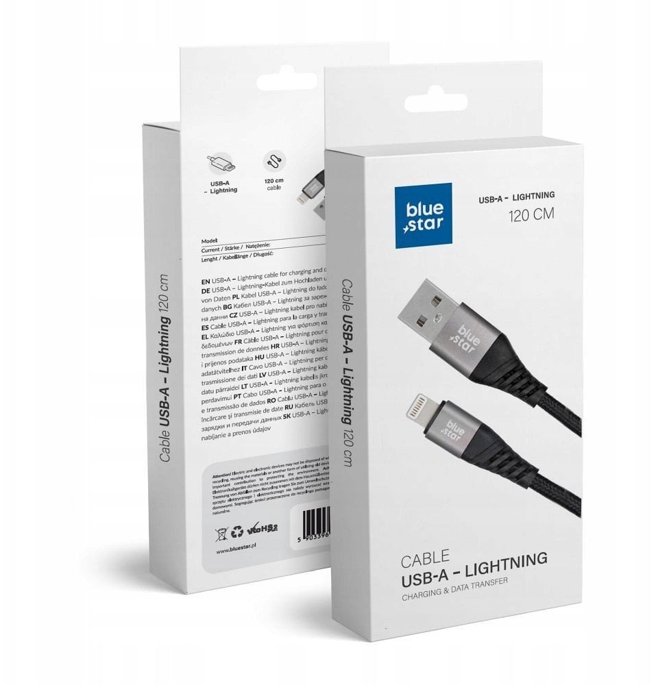 Kabel USB Blue Star USB-A - Lightning 1.2 m Czarny