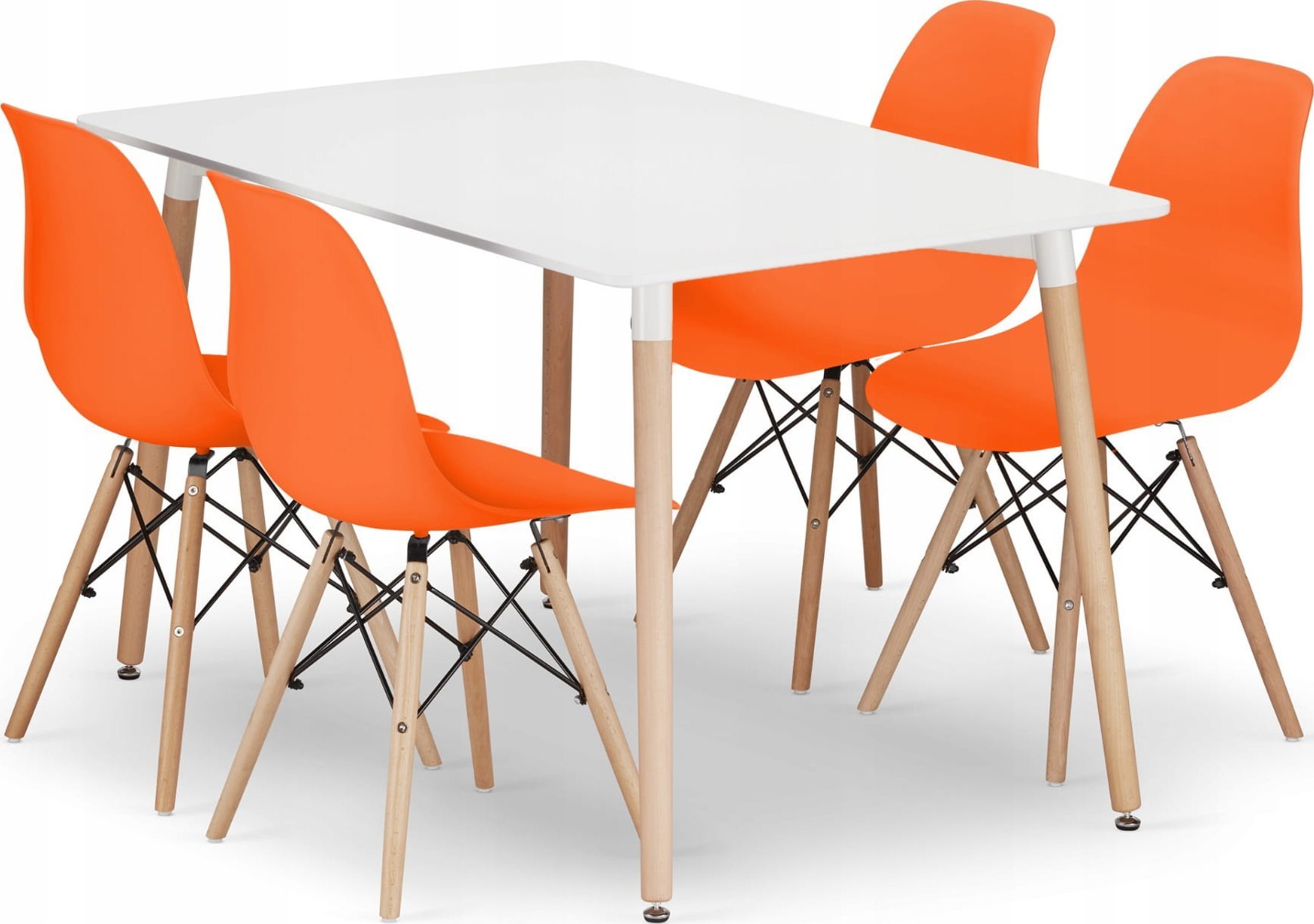 Leobert Zestaw stół prostokątny ADRIA 120x80 biały + 4 krzesła OSAKA pomarańczowe