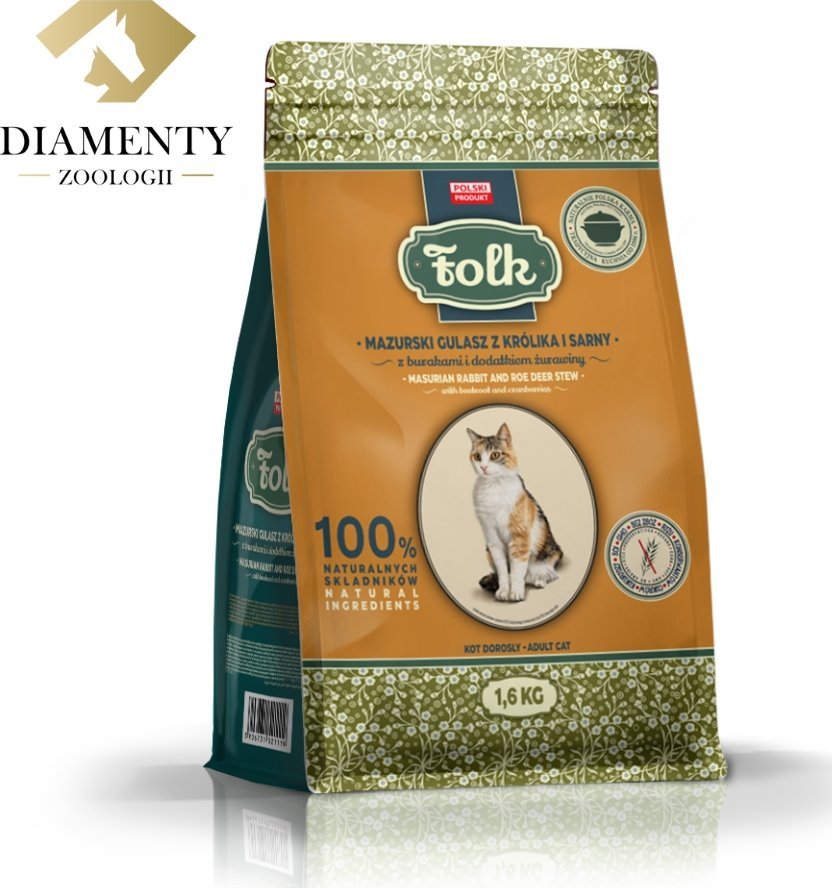 Folk Karma sucha dla kota FOLK Mazurski gulasz z królika i sarny z burakami i dodatkiem żurawiny 1,6 kg