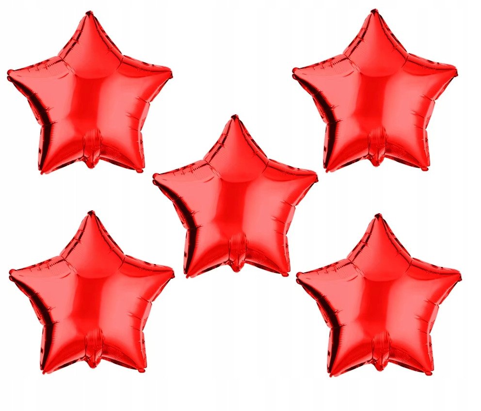 Balon Gwiazda Czerwona Foliowy Gwiazdka Święta Walentynki 45cm 5 szt.