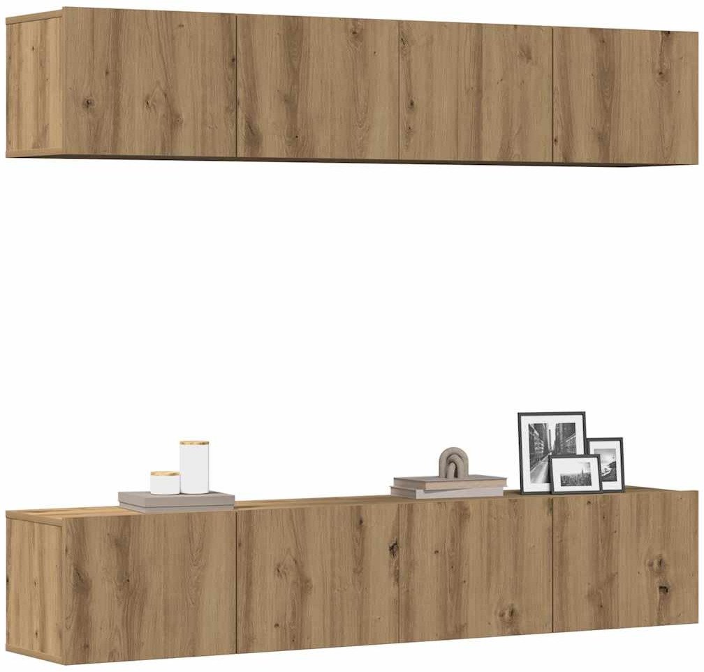 vidaXL Wiszące szafki telewizyjne, 4 szt., dąb artisan