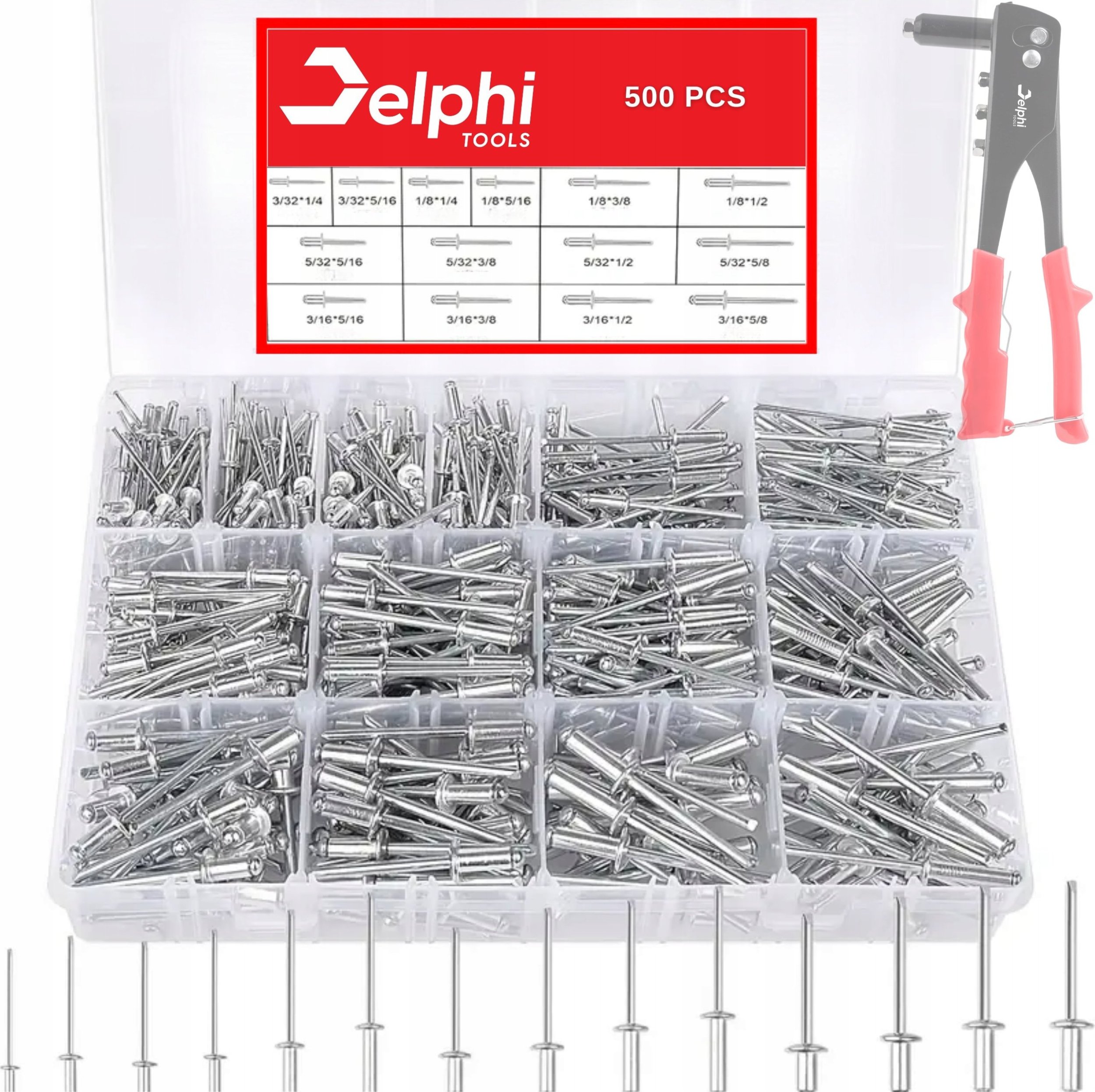 NITY ALUMINIOWE ZRYWALNE ZESTAW NITÓW do NITOWNICA RĘCZNA 500x 2.4 - 6.4mm