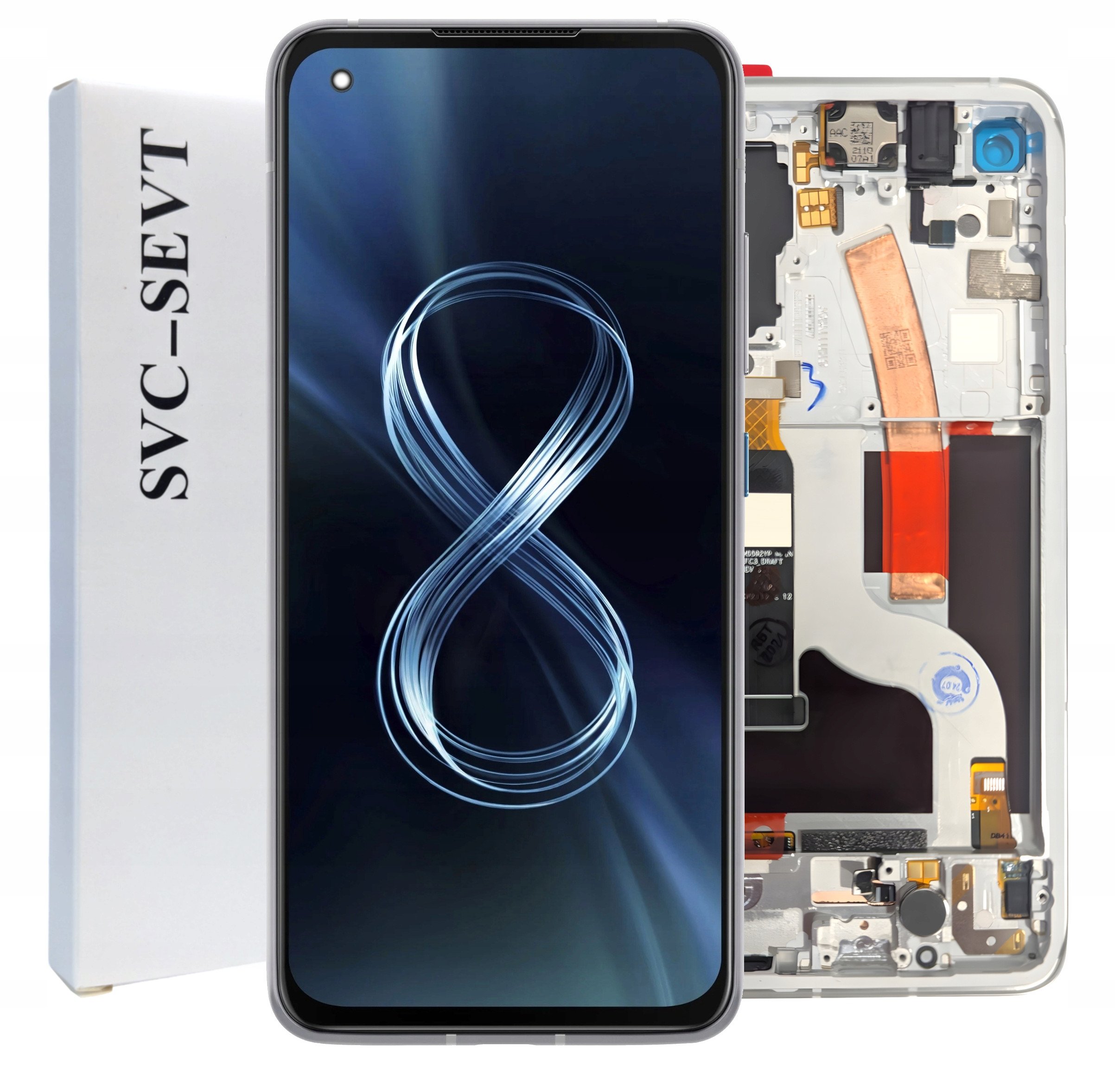 ORYGINAŁ WYŚWIETLACZ EKRAN LCD DO ASUS ZENFONE 8 RAMKA SREBRNA