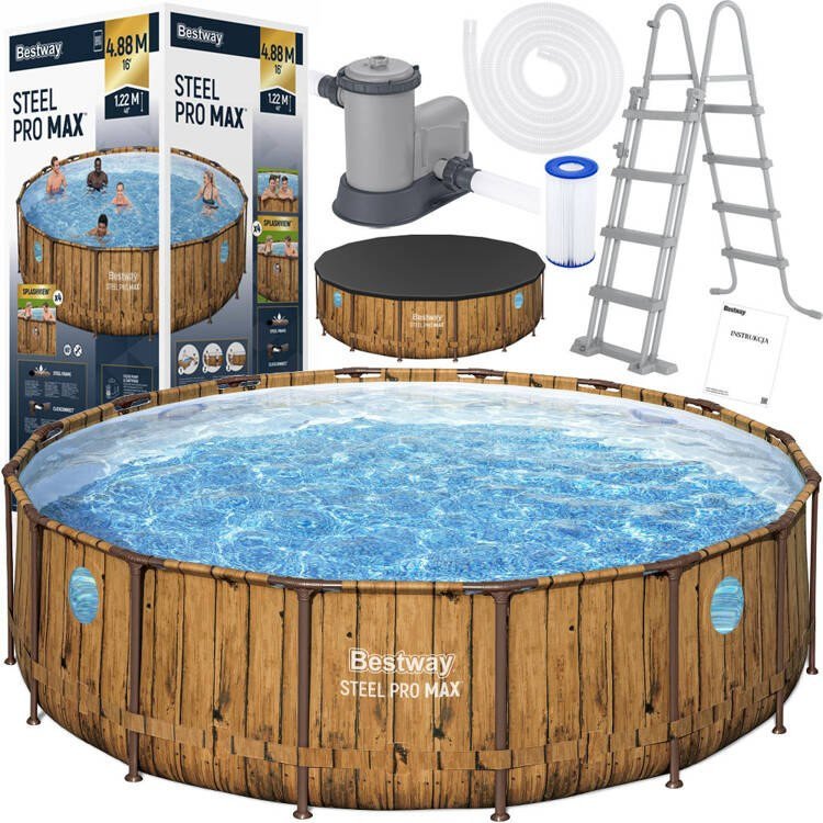 Bestway Bestway Basen stelażowy drewno 488x122 11w1 56725