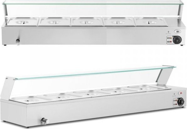 Royal Catering Bemar podgrzewacz do potraw bufet grzewczy z osłoną 5 x GN 1/2 2000 W
