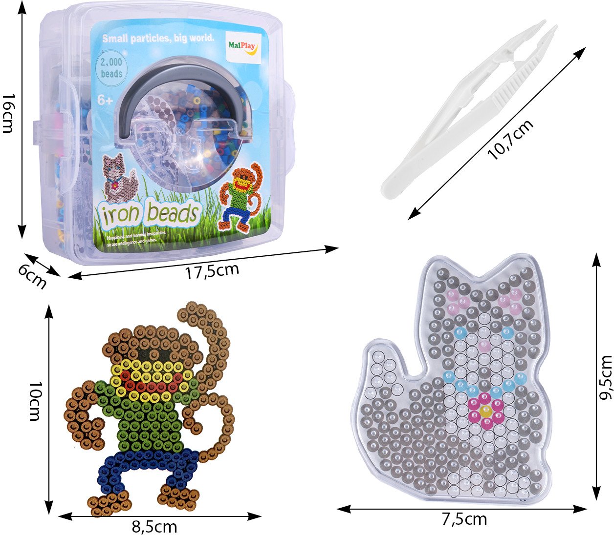 Koraliki Kolorowe Do Prasowania 2000 Szt Zwierzęta Małpka Kotek Szablony