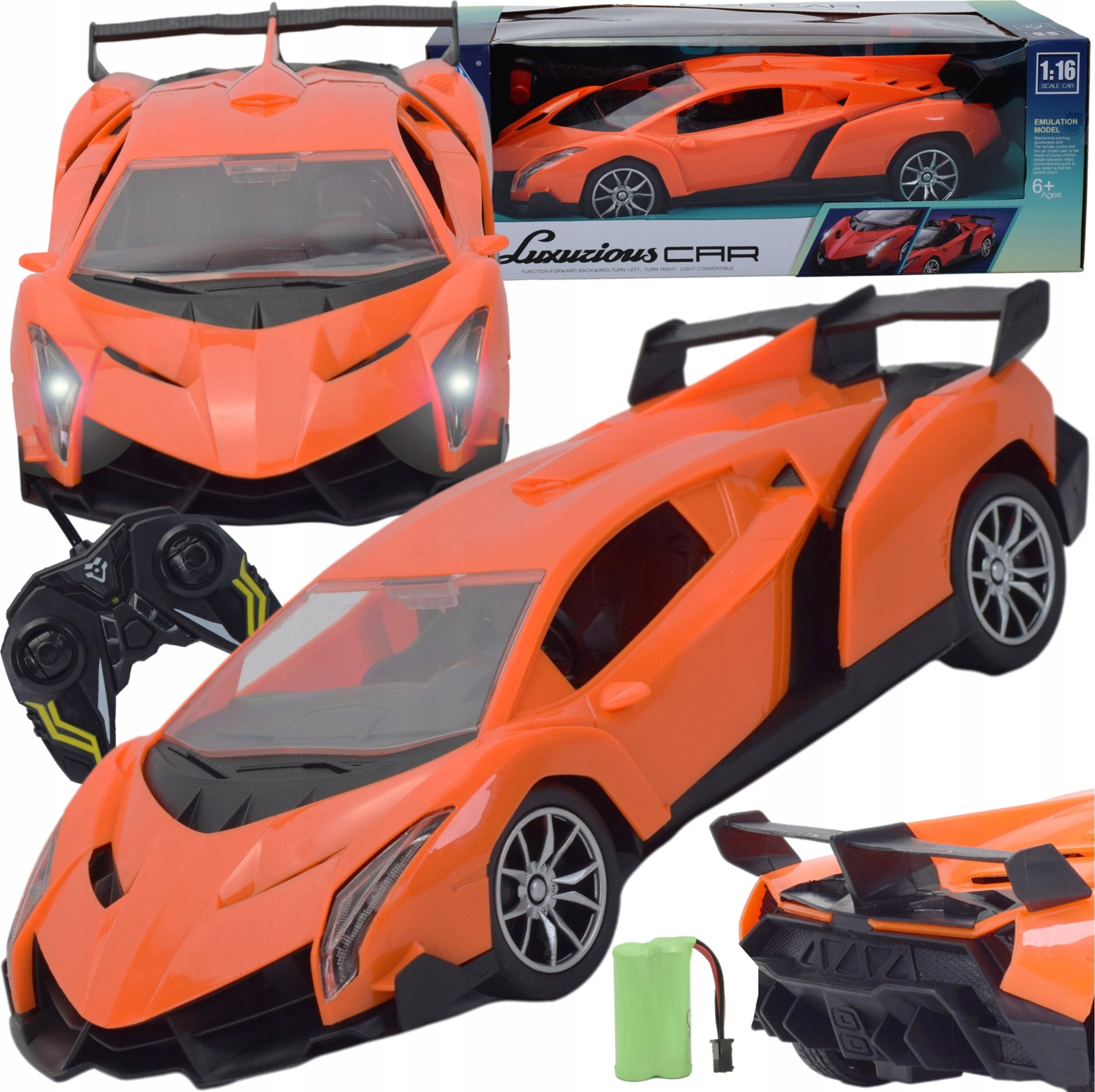 Skleplolki SAMOCHÓD SPORTOWY MODEL STEROWANY NA PILOT RC DŹWIĘK AUTO ŚWIATŁA AKU