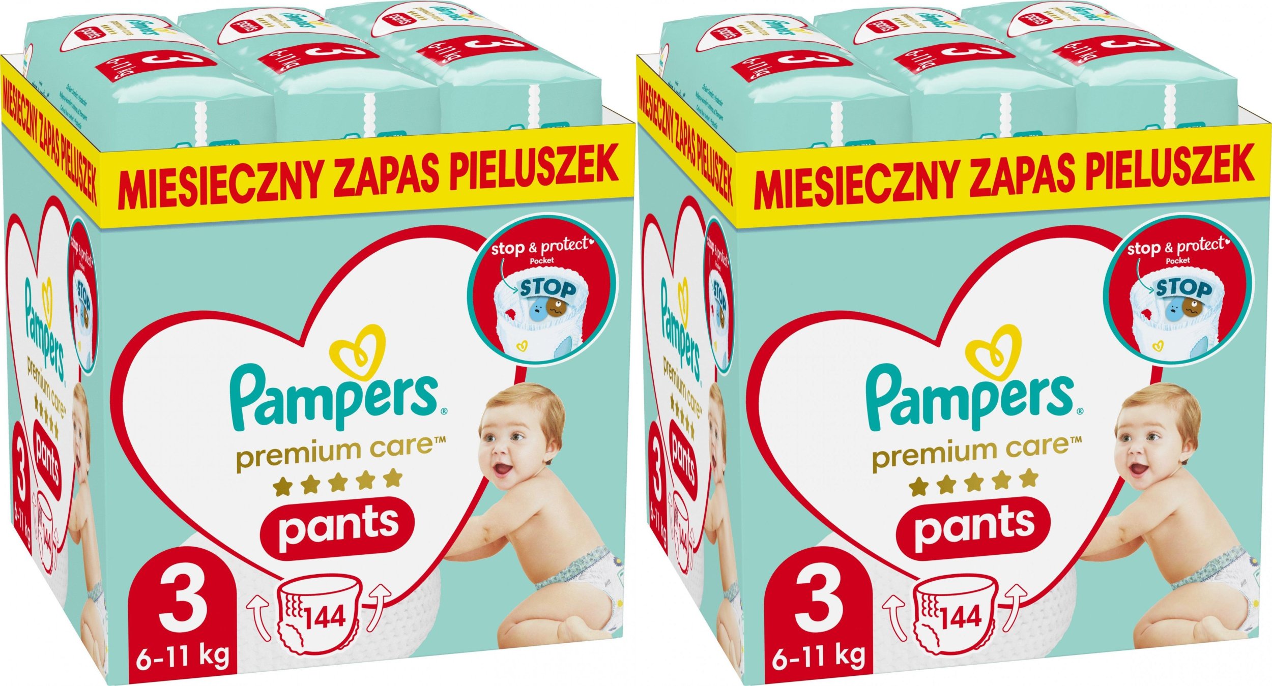 Pampers Pieluchomajtki Premium Care 3, 6-11 kg, 144 szt. x2