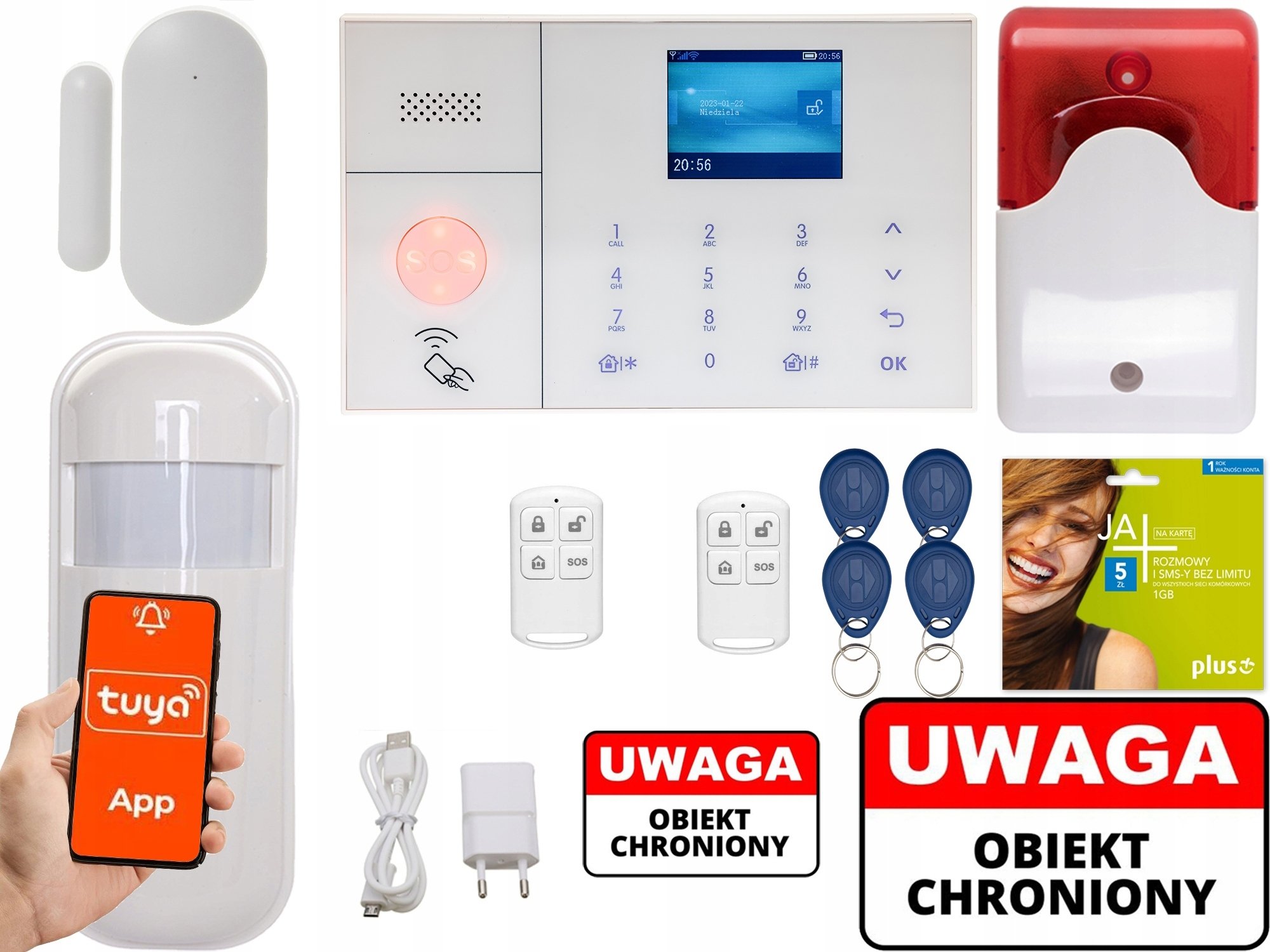 ALARM BEZPRZEWODOWY GSM SYRENA APP POLSKI WIFI