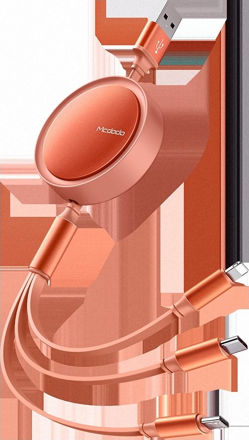 Kabel USB Mcdodo USB-A - USB-C + microUSB + Lightning 1.2 m Pomarańczowy (CA-7252)