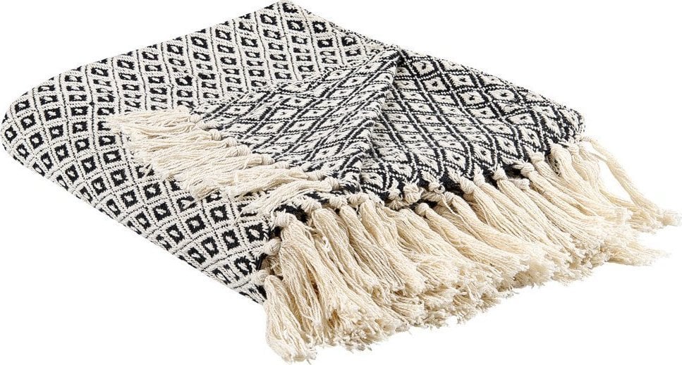 Beliani Koc bawełniany 125 x 150 cm czarno-biały CHYAMA!