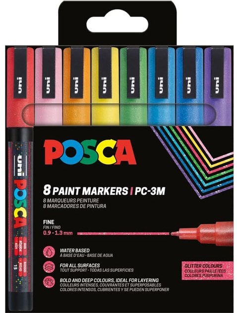 Posca PC-3M 8stk Kolory brokatowe