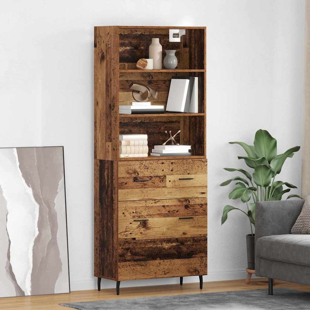 vidaXL Highboard 2 pcs Stare drewno Drewno inżynieryjne i szkło
