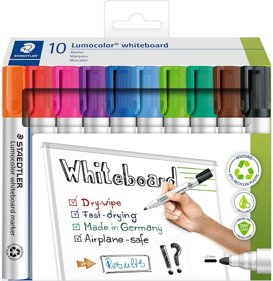 Whiteboardmarker Lumocolor 351 ass. rund 10stk/sæt