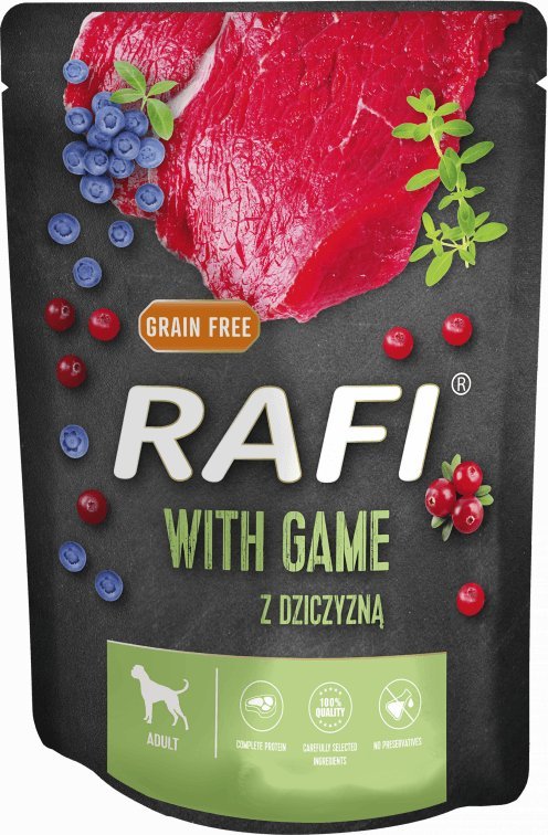 Dolina Noteci Rafi Mokra karma dla psów z dziczyzną w saszetkach 300 g