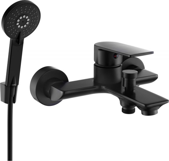 Bateria wannowa Mexen Mexen Alexa R40 bateria wannowa z zestawem prysznicowym, czarna - 7123R40-70