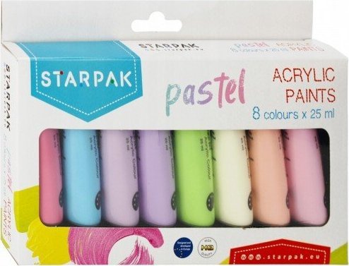 Starpak FARBY AKRYL 8KOL 25ML PASTEL STK WB 6/24