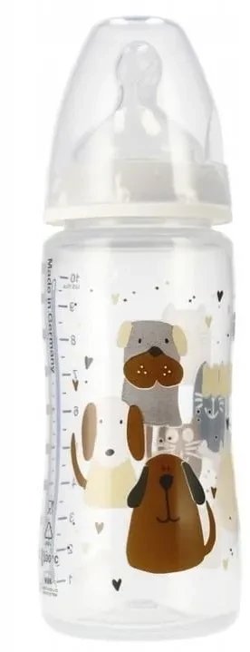Butelka 300 ml FC+ ze wskaź. temp. silikon 2M Cat i Dog szary 216007 Nuk