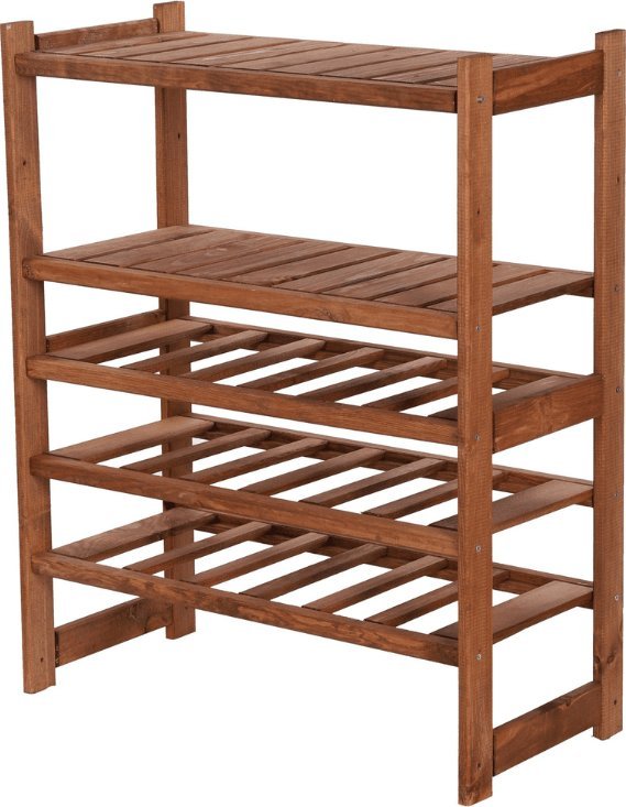 Wamar-Sosenka Regał drewniany do spiżarni LSR P2W3S0 Brązowy Półki proste 2 szt, Półki na wino 3 szt, Drewno sosnowe